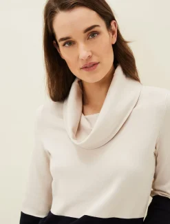 Knitwear^Phase Eight Zasha Colourblock Cowl Neck Jumper Midnight/Stone