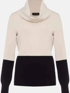 Knitwear^Phase Eight Zasha Colourblock Cowl Neck Jumper Midnight/Stone