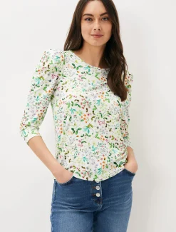 Tops & T-Shirts^Phase Eight Zaylah Floral T-Shirt Ivory Multi