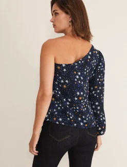 Shirts & Blouses^Phase Eight Zeba Star One Shoulder Blouse Navy