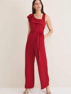 Dresses^Phase Eight Zelda Belted Jumpsuit Oxblood
