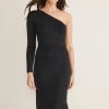 Dresses^Phase Eight Zemira One Shoulder Lurex Knitted Dress Black/Gunmetal