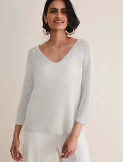 Knitwear^Phase Eight Zenaida Knitted Top Silver