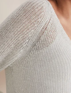 Knitwear^Phase Eight Zenaida Knitted Top Silver