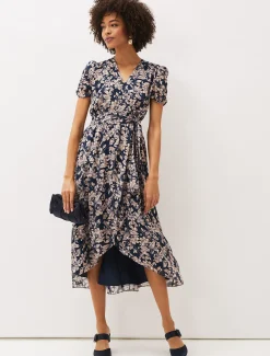 Dresses^Phase Eight Zendaya Floral Dress Perussian Blue/Taupe