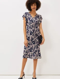 Dresses^Phase Eight Zendaya Floral Jersey Dress Perussian Blue/Cameo