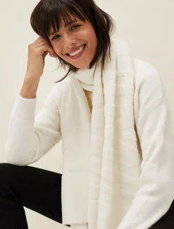 Scarves & Ponchos^Phase Eight Zeny Zebra Jacquard Scarf Winter White