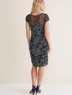 Dresses^Phase Eight Zila Tapework Dress Navy/Ivory