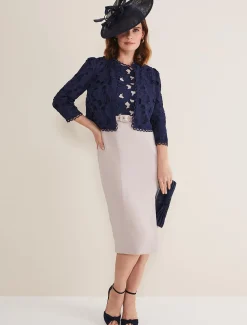 Jackets^Phase Eight Zita Lace Jacket Navy