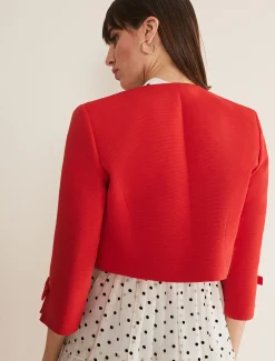 Jackets^Phase Eight Zoele Bow Detail Jacket Red