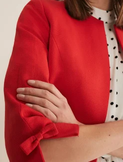 Jackets^Phase Eight Zoele Bow Detail Jacket Red