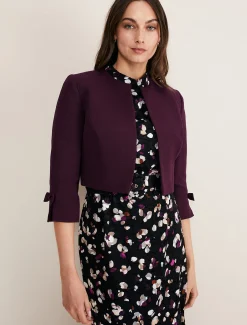 Jackets^Phase Eight Zoelle Bow Detail Jacket Aubergine