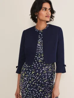 Jackets^Phase Eight Zoelle Bow Detail Jacket French Navy