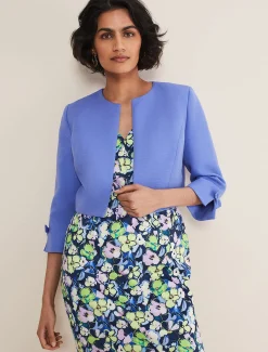 Jackets^Phase Eight Zoelle Bow Detail Jacket Foxglove Blue