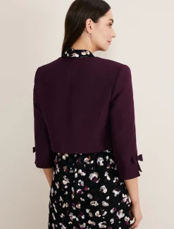 Jackets^Phase Eight Zoelle Bow Detail Jacket Aubergine