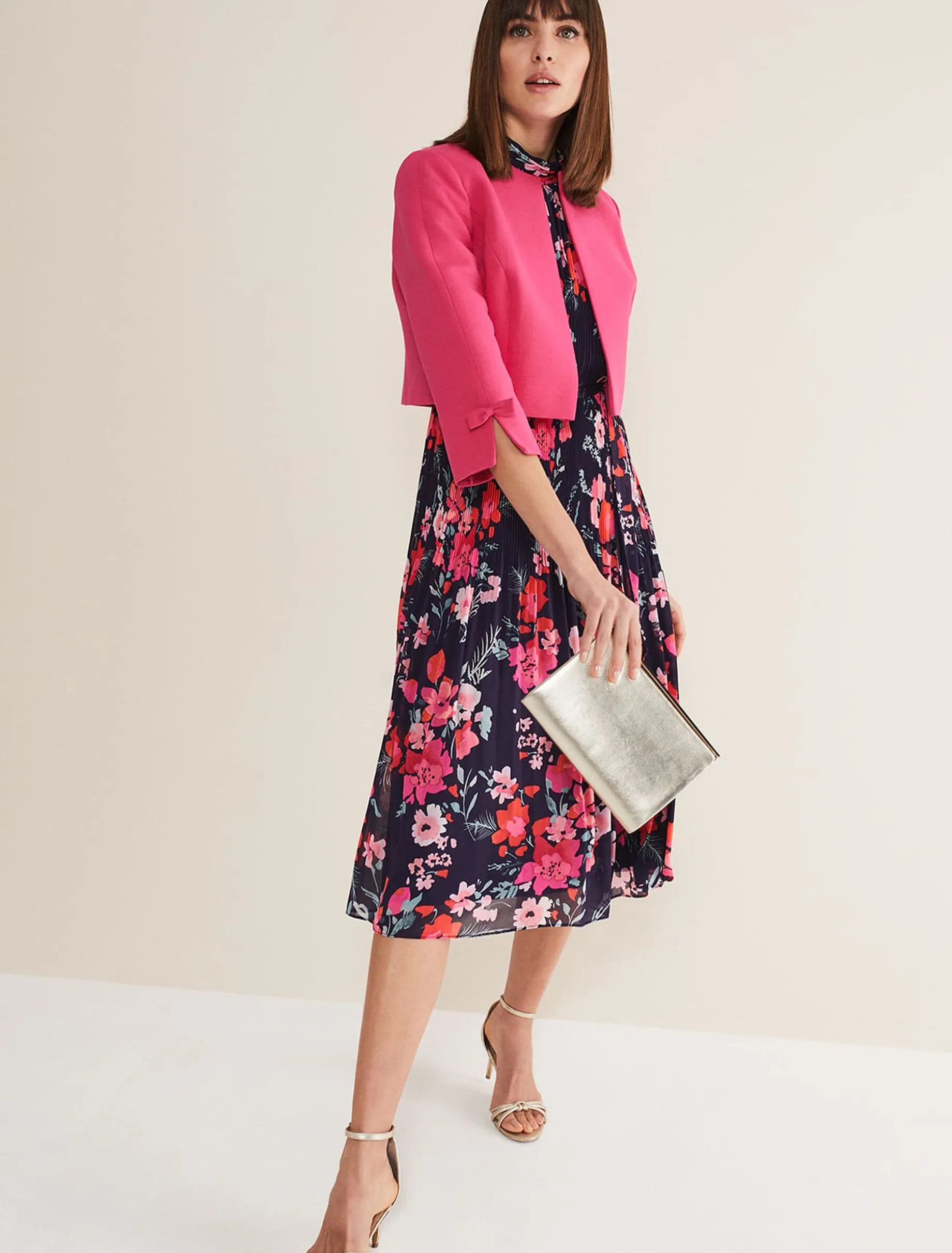 Jackets^Phase Eight Zoelle Bow Detail Jacket Neon Pink