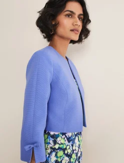 Jackets^Phase Eight Zoelle Bow Detail Jacket Foxglove Blue