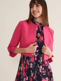 Jackets^Phase Eight Zoelle Bow Detail Jacket Neon Pink