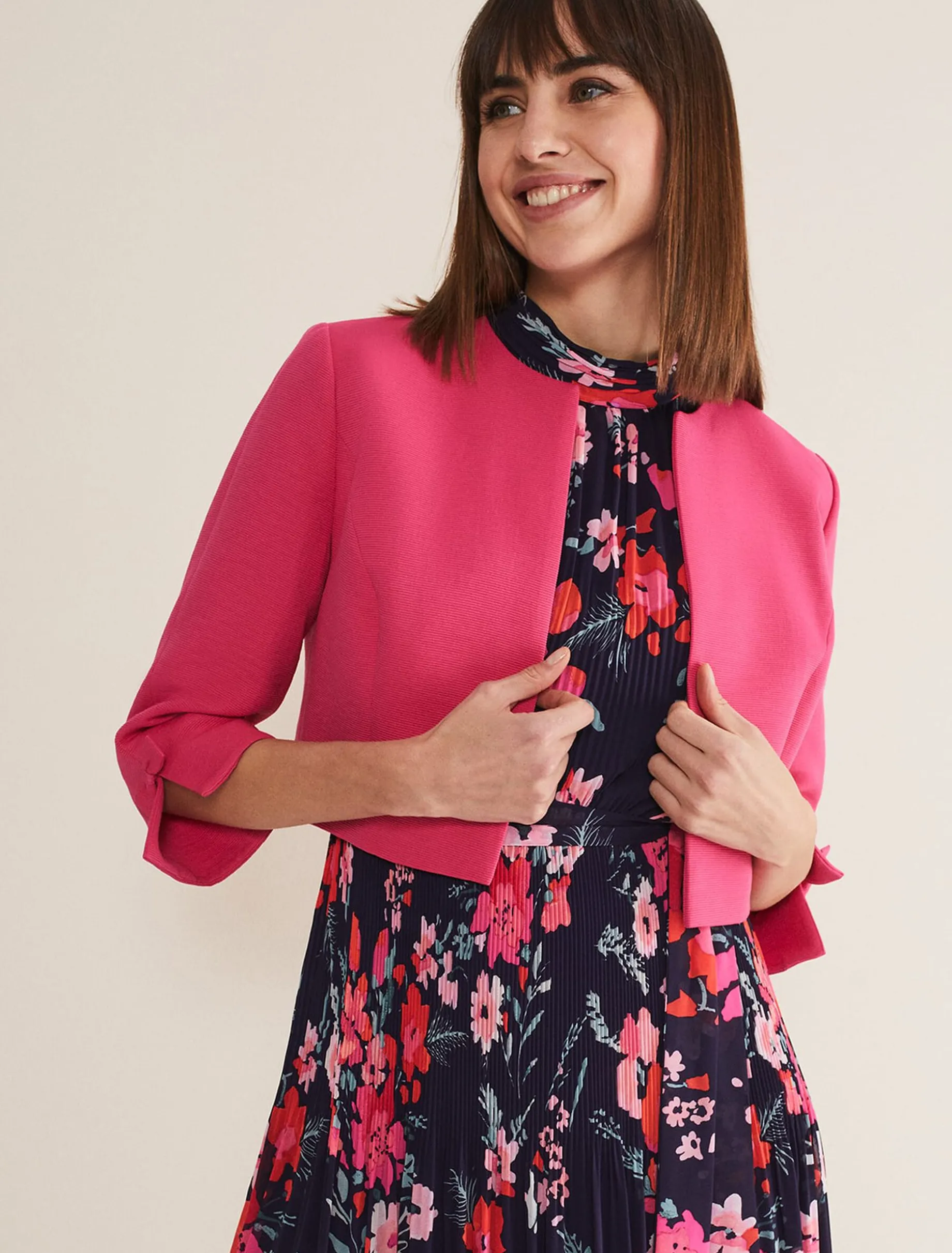 Jackets^Phase Eight Zoelle Bow Detail Jacket Neon Pink